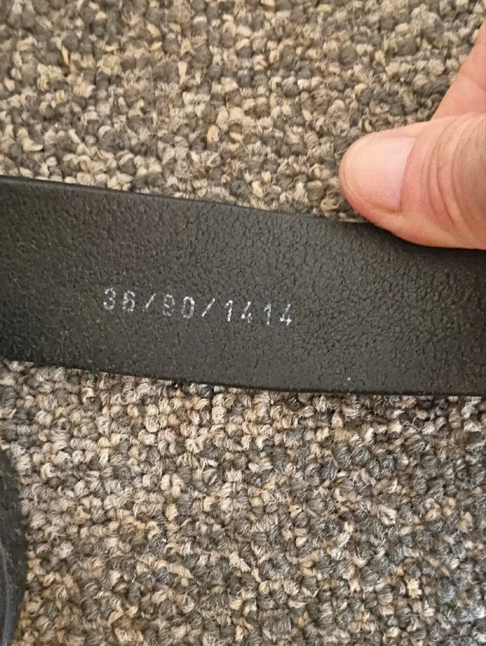 serge Uomo Men's Black Textured Leather Belt with Brushed Metal Buckle Size 36